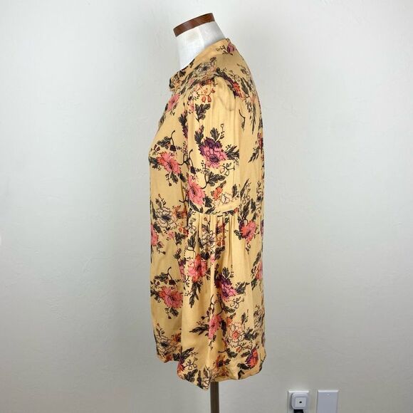 Free People Easy Girl Boho Bell Sleeve Top - Mustard Floral - Picture 5 of 7